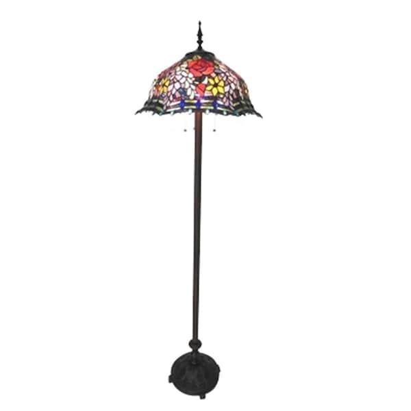 Chloe Lighting 20 in. Shade Lighting Carrell Tiffany-Style 3 Light Roses Floor Lamp - Dark Antique Bronze CH18340RF20-FL3 - main